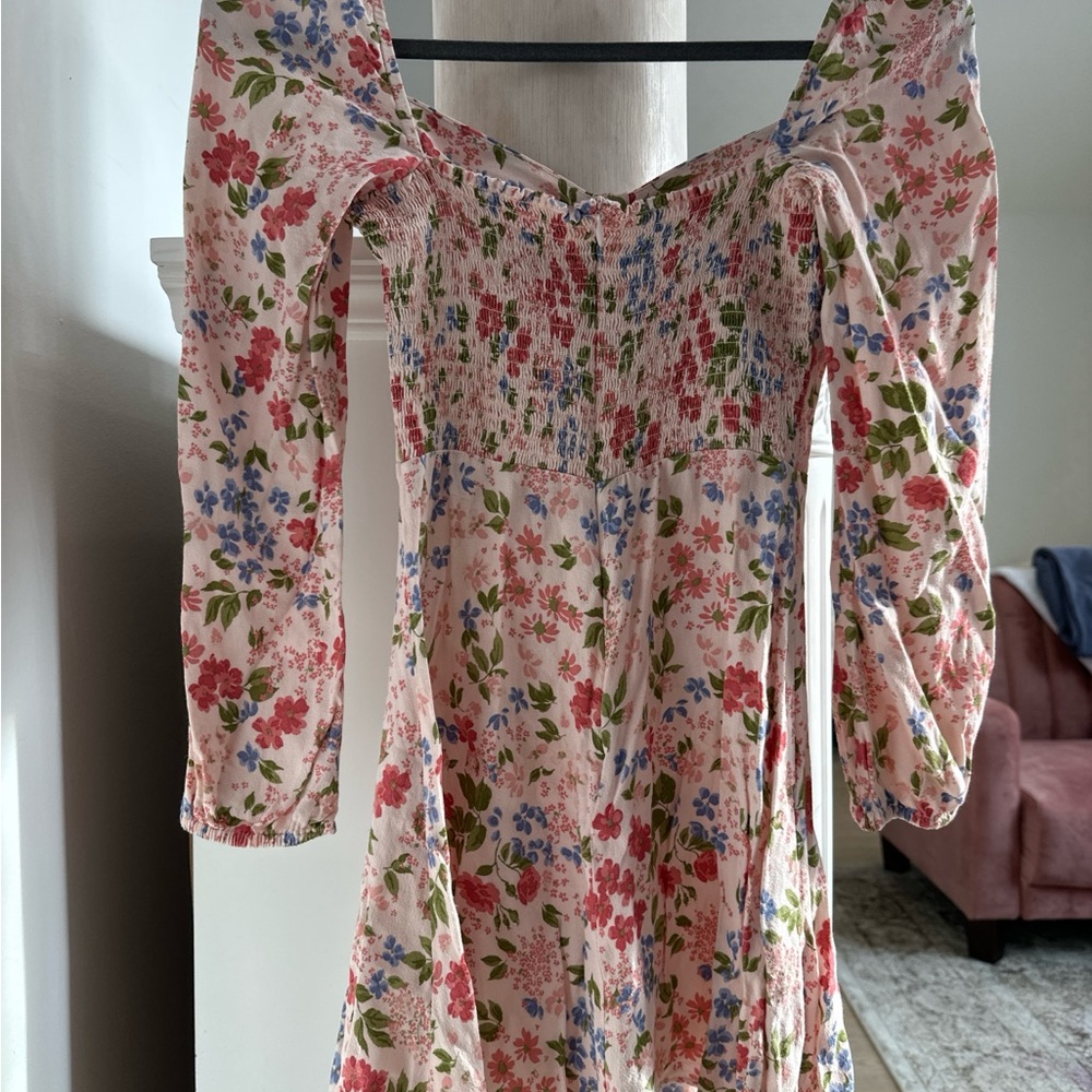 Reformation Pink Floral Square-Neck Mini Dress - Picture 8 of 11